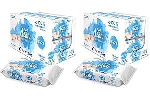 24 Pack Aqua Clean Baby Wipes (72 Wipes per Pack) 99% Purified Water, 100% Biodegradable, 100% Plastic Free Wet Wipes