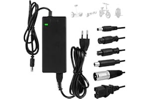 Pfloge® Hoverboard Cable de carga, cargador E para scooter, 42 V 2 A, cargador para scooter, cable de carga para bicicletas eléctricas con 6 conexiones, para bicicletas eléctricas, carga de batería,