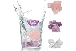 PURAJA Set de base pour revitaliser l'eau avec des pierres précieuses | Cristaux Premium | Pierres naturelles : Quartz rose, Améthyste, Cristal de roche