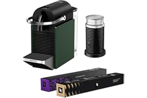 Nespresso Pixie Coffee Pod Machine Bundle by Krups, includes Milk Frother, Caramello Pods and Arpeggio Pods, XN3063G2, Dark Green