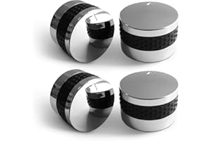 Unicook Replacement BBQ Knobs, 4 Pack Grill Control Knob Kit For Gas Barbecue With D Shaped Valve Stem, Chrome Plated Plastic With Nonslip Grip, Includes 3 Different Sizes Adapters