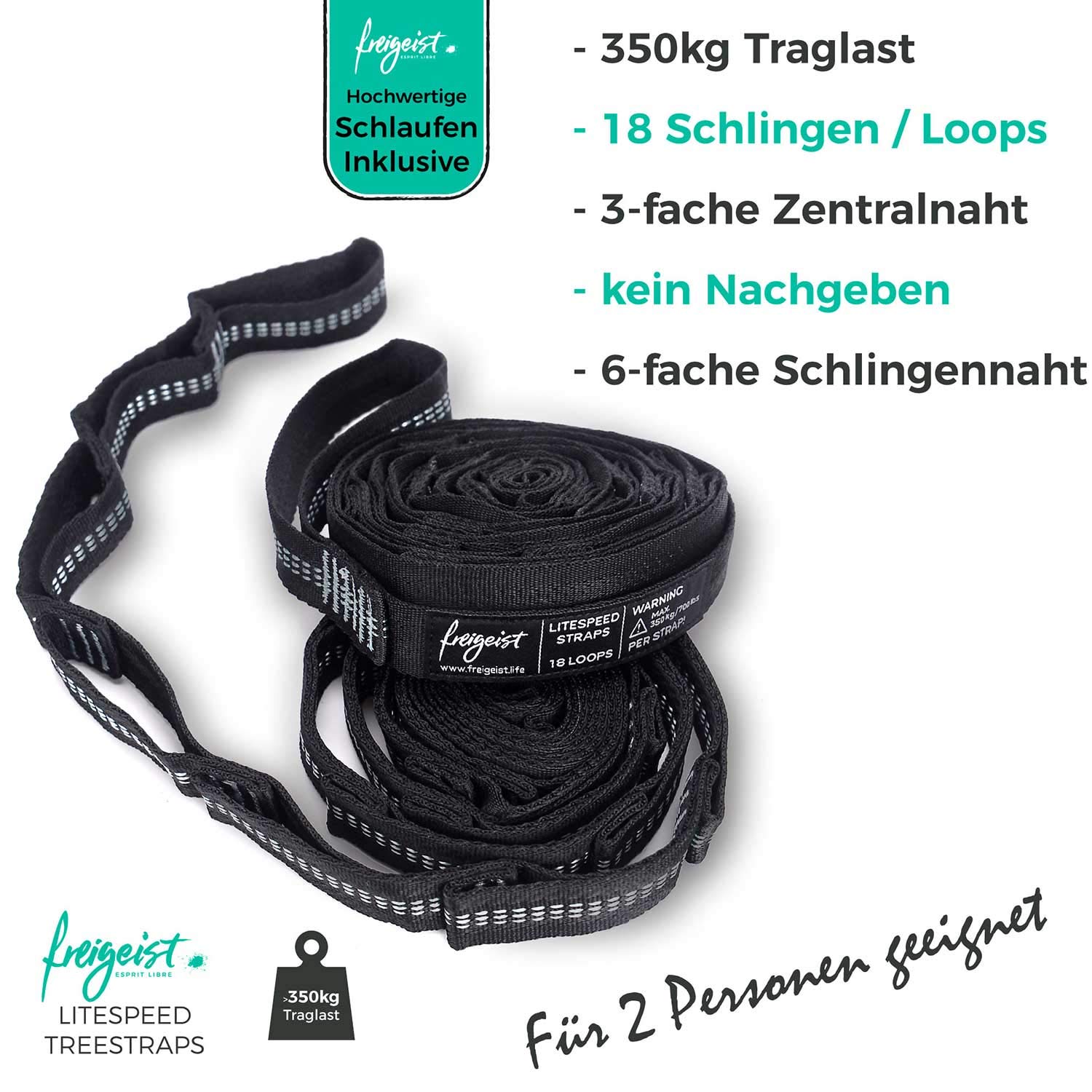 freigeist® Premium Hängematte Outdoor aus Ultra-Leichter Fallschirmseide | Camping Hängematte 2 Personen mit EXTRA hoher Tragkraft | Camping| Hammock.. – Bild 3