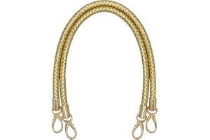 besbomig 2 Pcs Sangle Bandouliere en Cuir PU de Remplacement, Poignée de Sac à Main 60CM, Anse Tressée avec Boucle en Métal, Accessoires de Sac à Bandoulière Bourse, Or