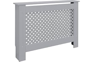 ECD Germany Cache-Radiateur Chauffage Moderne - 112x19x82 cm - Gris Étagère en Bois MDF Housse Décorative Robuste Motif Nid d'abeille Murale Meuble de Rangement Design Traditionnel pour Salon Chambre