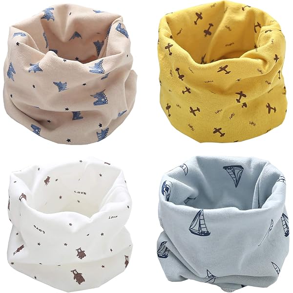 Lot De 4 Bandanas Cache-Cou Pour Bébé - Coton Doux, Anneau O, Unisexe 0-3 Ans - 8