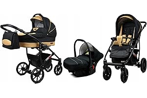 BabyLux® Bambimo Kinderwagen Set 3 in 1 - Largo - incl. Babywanne, Buggy Sportsitz, Auto-Babyschale - Autositz - Kinderwagenset - Kombikinderwagen mit Wickeltasche, Regenschutz usw.