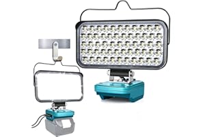 GZYZ Lampe LED sans fil pour Makita 18V, 174W 6800lm Lampe de chantier, lampe de travail sans fil, avec port de charge USB et de type C et protection basse tension, pour jardin, arrière-cour, garage