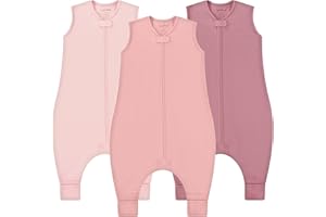 MAMA CHEETAH Sac de couchage pour bébé avec pieds, 0.5 TOG Organic Cotton Sleeping Bag with Legs, Baby Wearable Blankets for Walkers w/ 2-Way Zipper, Baby Sleep Sack for Girls & Boys, Large Walker 3-4 T