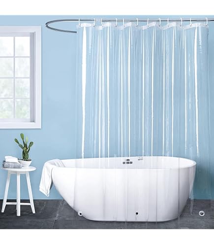 Rideau De Douche Transparent Anti-moisissure 180x180cm - En EVA Imperméable, Lavable Facilement - Pour Baignoire Et Douche
