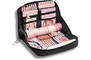 POCHY Cute Aesthetic Pencil Case, Large Capacity Canvas Pen Pouch Bag, Large Capacity Pencil Case with Multiple Pockets (Black)