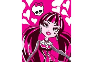 BERONAGE Manta infantil Monster High Beauty Pink 110 x 140 cm, manta de forro polar para sofá Draculaura Frankie Piedra Lagoona Blue Piraña Neptuna a juego con ropa de cama