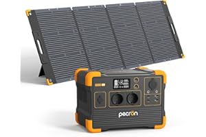 PECRON Generateur Electrique Portable 1200W, LiFePO4 Batterie de Secours 614Wh,Chargeur sans fil 15W,Générateur Électrique Solaire pour Camping/Maison/Voiture (E600LFP+200W)