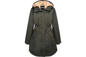OROLAY Parka da Donna Foderato in Pile con Cappuccio Giacca Imbottita Invernale di Media Lunghezza
