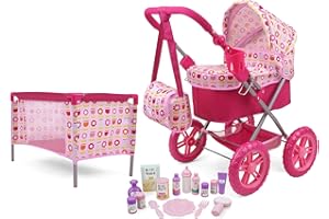 509 Crew Doll Stroller Pram 18 Piece Combo Value Play Set, Ages 3+