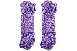 WUWYOUWL Soft Polyester 2PCS 10M/33ft 7MM All Purpose Nylon Rope - Natural Twisted, Durable Long Ropes (2 Purple)