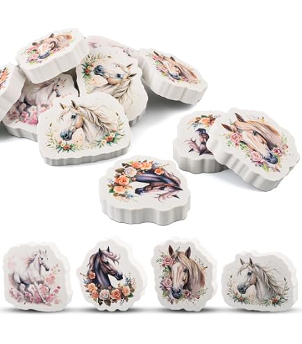 Clabby 12 Pièces Crayons à Cheval Décoration Cheval Anniversaire Crayon avec Gomme Cadeau pour Filles Enfants Amoureux des Chevaux pour Scolarisation Anniversaire, 4 Style (12,Classique