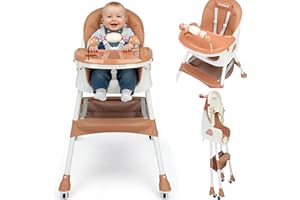 Twinky® Chaise Haute Bébé MAXI 2-en-1 - Chaise de repas pliable, poussette - Chaise évolutive et chaise bébé pour nouveau-nés - Convient de 6 mois à 4-5 ans - Brun
