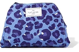 The Flat Lay Co. Makeup Bag - Travel Make Up Organiser for Cosmetics, Eyeshadow, Make-Up Brushes, Lipstick & Tools - Drawstring Makeup Bag Storage with Brush Holder & Large Pockets