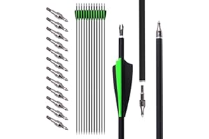 surwolf 31.5" Archery Carbon Arrow Practice Arrows Hunting Arrows Spine 500 with Removable Tips Targeting Arrows for Compound & Recurve & Long Bow
