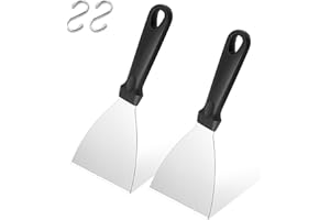 Herogo Grillspachtel 2er Set, Edelstahl Grill Spachtel Grillschaber mit Kunststoffgriff für BBQ, Steak, Küche, zum Grillen von Teppanyaki-Fleisch, Reinigen der Grillpfanne, Spülmaschinenfest
