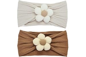 QEQSHQO 2 Stück Baby Mädchen, Baby Stirnband, Baby Haarband, Haarbänder, Elastisch, Schleifen, Turban, Für Babys, Fotozubehör, Bögen, Kinder Haarschmuck