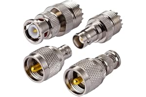 Vecys CB Adaptateur Radio SO239 PL259 UHF vers BNC Adaptateur d'antenne 4 Kit pour CB Antenna Radioamateur Walkie Talkie Portable Appareils WLAN sans Fil (2 Pièces)