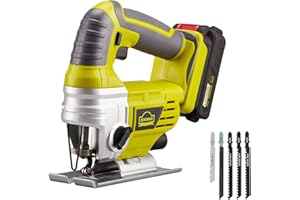 Sierra de Calar，DEWINNER 20V, batería 2.0Ahx1(sin maleta), 1 cargador, 5 hojas, 0-2400 SPM, corte -45º a 45º, acción orbital de 4 posiciones, caja de hoja magnética, corte madera metal plástico.