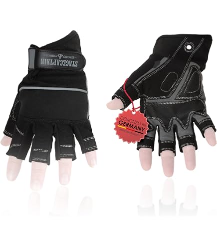 handschuhe veranstaltungstechnik Stagecaptain RGL-2F Rigger - Arbeitshandschuhe für Herren - Größe M - 3 Kurze Finger und Innenfläche aus Kunstleder - Aufgesetzte Verstärkungen Select Phone Model:Samsung S21 Plus 5G Legacy – Carl Verheyen sports gloves