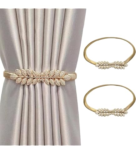Embrasses De Rideaux Uoocg - Lot De 2, Métal Extensible, Feuille D'Or