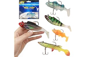 BPS FISH BPS 5 Pcs Señuelos de Pesca Suaves Gancho de Cebo Biónico al Aire Libre 3D Cebo Pesca de Río/Mar para Besugo Lubina Merlán OZL-06202 * 0
