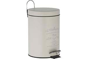 axentia Paris - Cubo de Basura metálico para baño, Capacidad de 3 l, Aprox. 17 x 24,5 cm, Color Blanco Antiguo