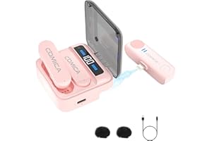 comica Vimo S MI Micro sans Fil pour iPhone 2,4 GHz, Micro Cravate sans Fil pour iPhone avec étui de Chargement, certifié MFI, portée de 656', Surveillance, Micro iPhone pour Enregistrement(Purple)