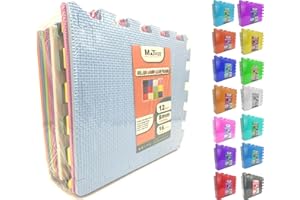 MATVIZE Eva Foam Baby Play Mat – 12Pcs (29x29cm) 8mm Thick Soft Multicolour Interlocking Floor Tiles, Waterproof, Non-Slip, Safe & Comfortable Matting for Kids, Child’s Play (Multicolour, 12 Pack)