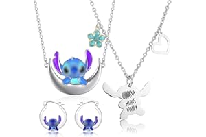 DEREINE Anime Parure Bijoux, Cartoon Collier, Collier et Boucles D'oreilles pour Enfant, Collier de Dessin Animé, Motif Dessin Animé Boucles D'oreilles, Cadeau pour Filles