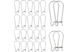 CREATCABIN 1 Caja 100 Piezas 2 tamaños Gancho para Pendientes de Riñón Alambre de Oreja de Acero Inoxidable Chapado En Plata Hipoalergénico Conector de Alambre Tono para Hacer Joyas Hombre Mujer DIY