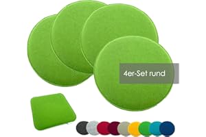 ‎HEIMTEXLAND heimtexland ® 4er Pack Sitzkissen Filz Rund 35 cm Gruen Filzkissen Stuhlkissen Polster Auflage Kissen Typ631