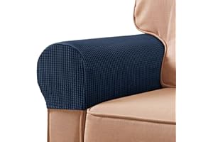 FUAAOLIY Stretch Armrest Covers for Chairs and Sofas, Couch Arm Covers for Sofa Spandex Armrest Covers Anti-Slip Furniture Protector Washable Armchair Slipcovers for Recliner Set of 2 (Navy)