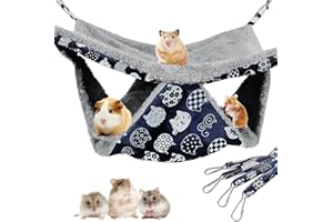 LIJIXI 2 Layers Pet Rat Hammock,Rat Hammocks for Cage Plush Guinea Pig Hammock Hamster Hammock Ferret Hammock Chinchilla Hammock, Double Sided Use Warm Rat Cage Accessories Rat Bed Swing Pet Hideout