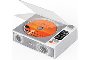 Lettore CD Portatile, Leapwell Lettore CD con Bluetooth Altoparlanti HiFi All'interno, Lettore CD Retrò Audio Compatto Ricaricabile con Schermo LCD Radio per Cuffie Supporta AUX USB Ottico Bianco
