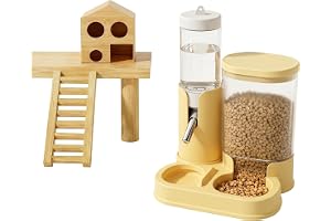 Gul hamstervattenflaska och automatisk automatisk automatisk utfodrare 2-i-1