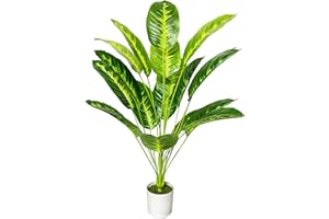 Zelihrdu Grande Plantas Artificiales Decorativas Tropic Árbol Artificial Realista Planta Falsa para Interior y Exterior Hogar Casa Baño Oficina Jardín Boda Decoración (80cm Ave del Paraíso)
