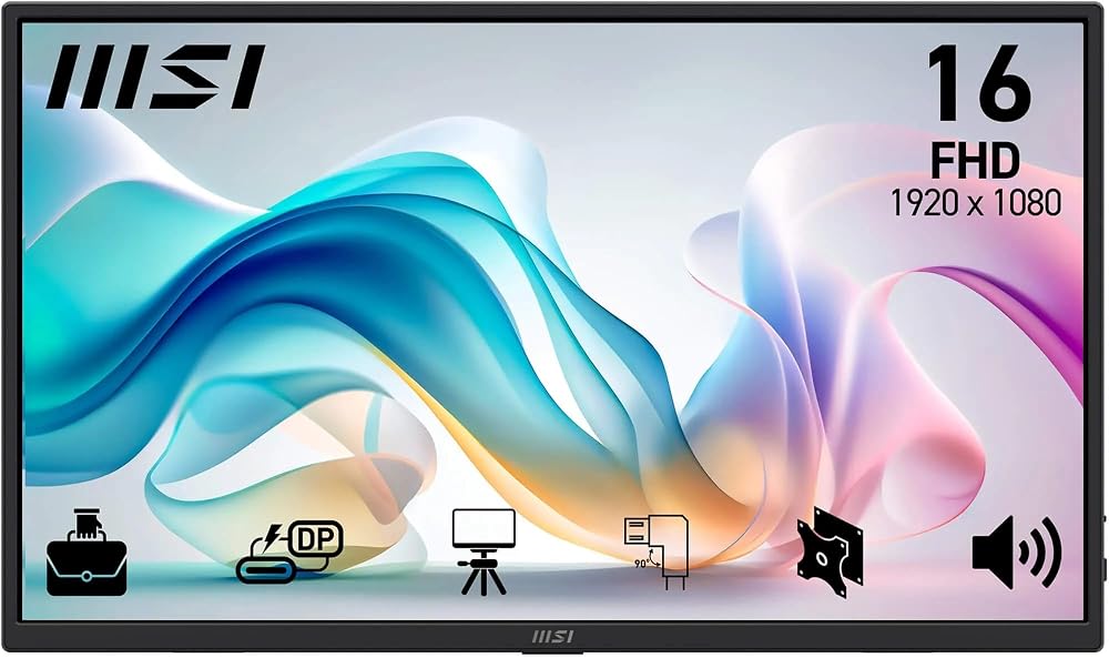 MSI 15.6 PRO MP165 E6, Kurumsal Portatif Monitör, FHD, Flat, 16:9, IPS, 60Hz 4ms