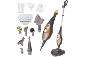 SUPERLEX 12-in-1 Multi-Function Steam Mop & Handheld Cleaner | 1500W Fast Heating for Hard Floors, Carpets, Windows, Upholstery | Gold & Black