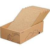 Ycozy Cardboard Cat Scratcher, Large Scratcher Box with 5 Corrugated Cardboard Refills, Scratcher for Large Cats and Kittens,