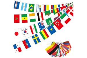 49ft/15m World Cup Flags Football Bunting 2026 for Party Decorations 2026,48 Teams Flags Double Sides Fabric Bunting Banner f