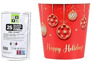 OXYN Bicchieri Monouso in Carta 160ml Natale Fantasie Babbo Natale e Palline di Natale Rosso Ecologici Perfetti per Feste Bevande Calde e Fredde Diverse Quantità Disponibili (25pz D)