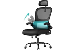 ‎SONGMICS SONGMICS Krzesło biurowe, ergonomiczne krzesło biurowe, oddychająca dwuwarstwowa tkanina siatkowa, regulowane podparcie lędźwiowe, regulowane zagłówki, do domowego biura, czarny tusz OBN041B01