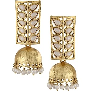 Shining Diva Fashion Women & Girl Traditional Pearl Jewellery Stylish Fancy Jhumki/Jhumka Earrings (Golden) (8421er)