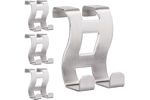 RICOO MH001-4, wieszak na drzwi do zawieszenia, wieszak na ubrania, stal nierdzewna, 4-częściowy zestaw, wieszak na drzwi, listwa z haczykami na drzwi, bez wiercenia