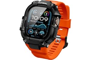 ULTIMAL Case with Band Compatible with Apple Watch Straps Ultra 3/ Ultra 2/ Ultra 49mm, Rugged Military Grade Protective Bumper Cover for iWatch Strap Men (49mm, Orange)